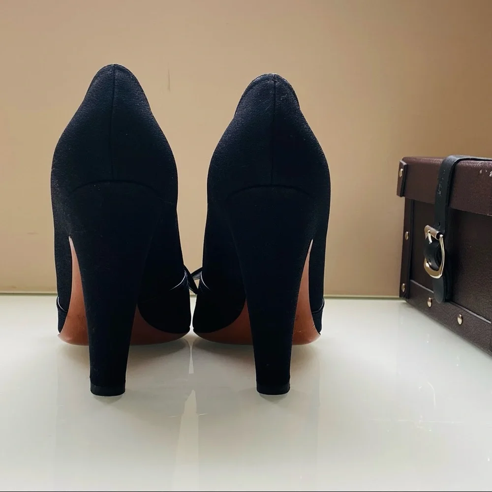 Alaia Black Crepe Leather Bow Heels SZ 6/36 - Picture 6 of 8